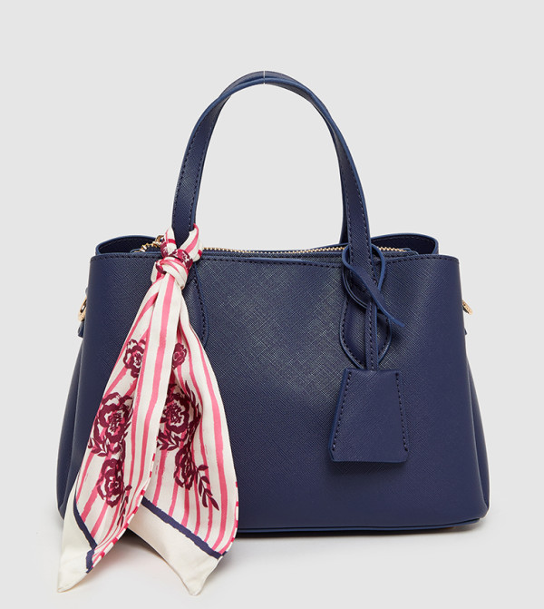 Textured Scarf Detail Satchel Bag
