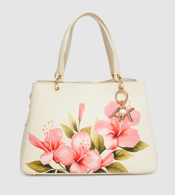 Floral Printed Snap Closure Satchel Bag