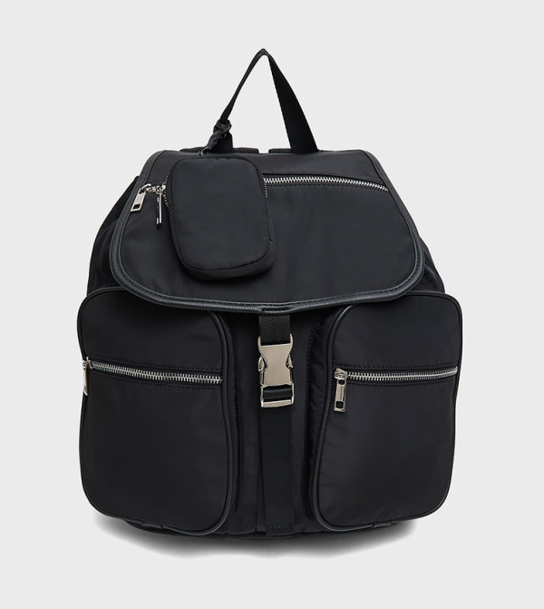 Solid Multipocket Flap Backpack