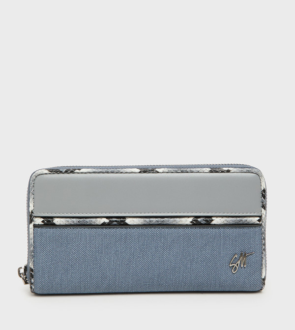 BMONAY Color Block Zip-Around Wallet