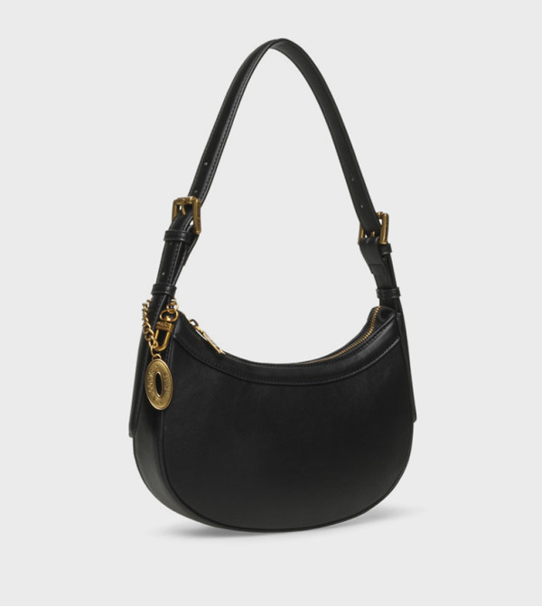 Solid Zippered Shoulder Bag