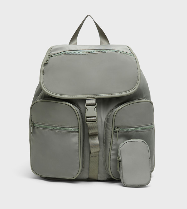 Solid Multipocket Flap Backpack