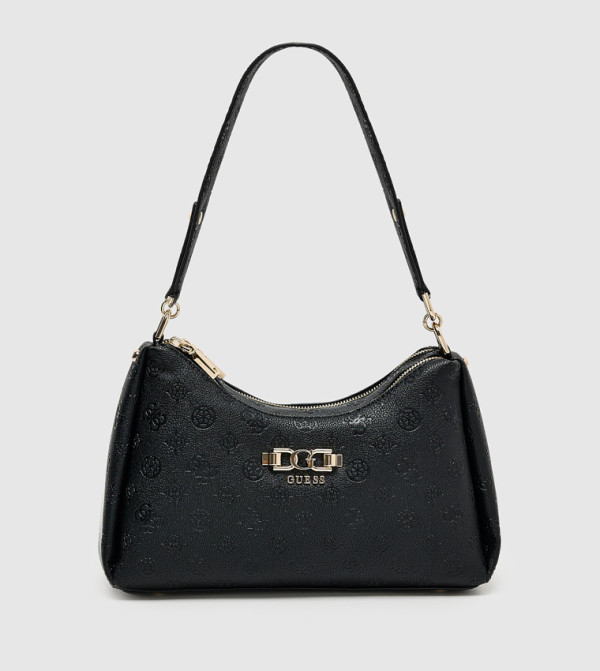 ANISE Logo Embossed Zippered Shoulder Bag