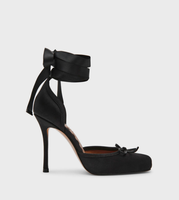 LARINA Bow Detail Ankle Tie-Up Heeled Sandals