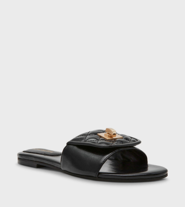 MORELAND Quilted Open Toe Flat Sandals