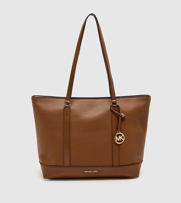 Logo Detail Textured Zip Tote Bag
