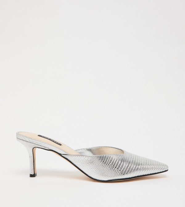 CAMENLA Textured Pointed Toe Mule Pumps
