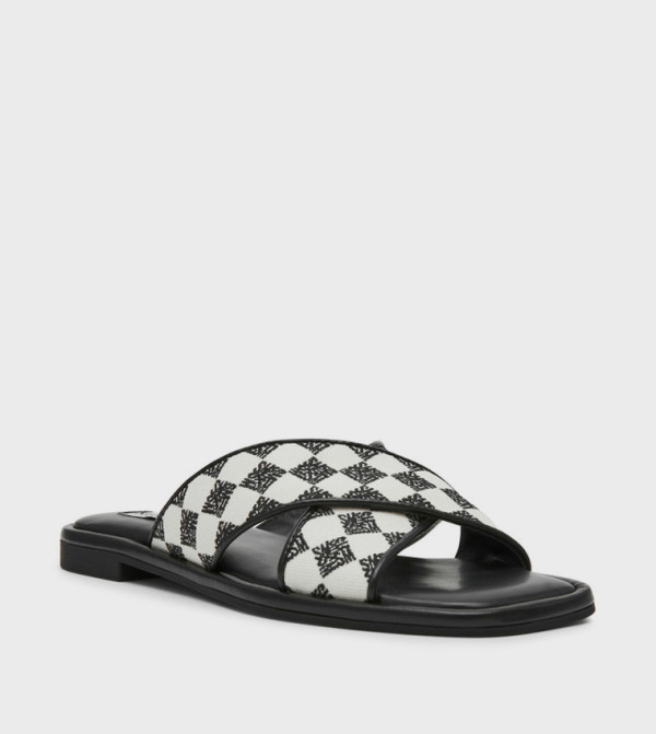 ARROWS-SM Checkered Criss-Cross Strap Flat Sandals