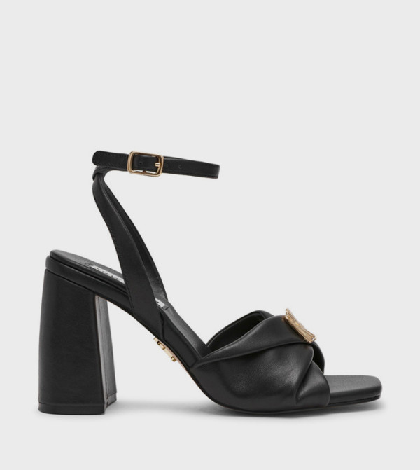 MONTAGE Leather Block Heel Sandals