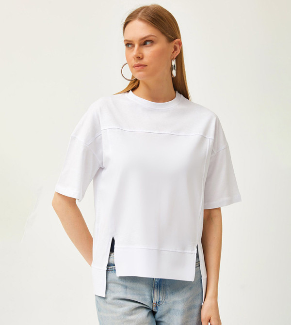 Solid Slit Detail T-Shirt
