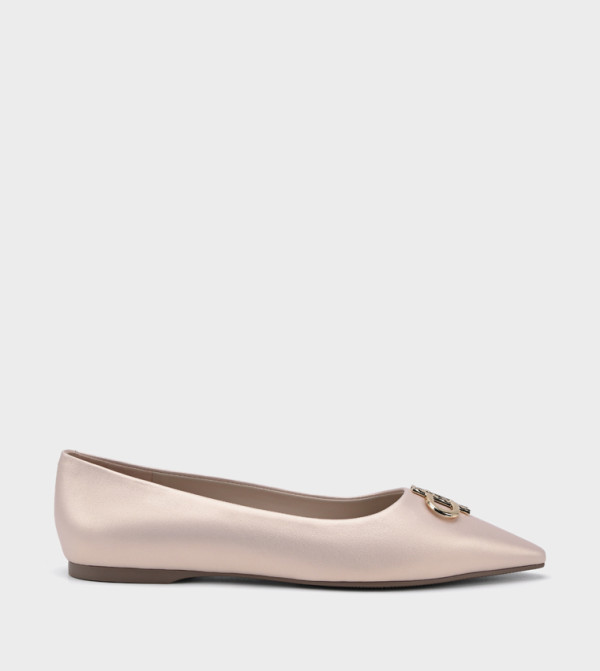 ICON Logo Detail Leather Ballerinas