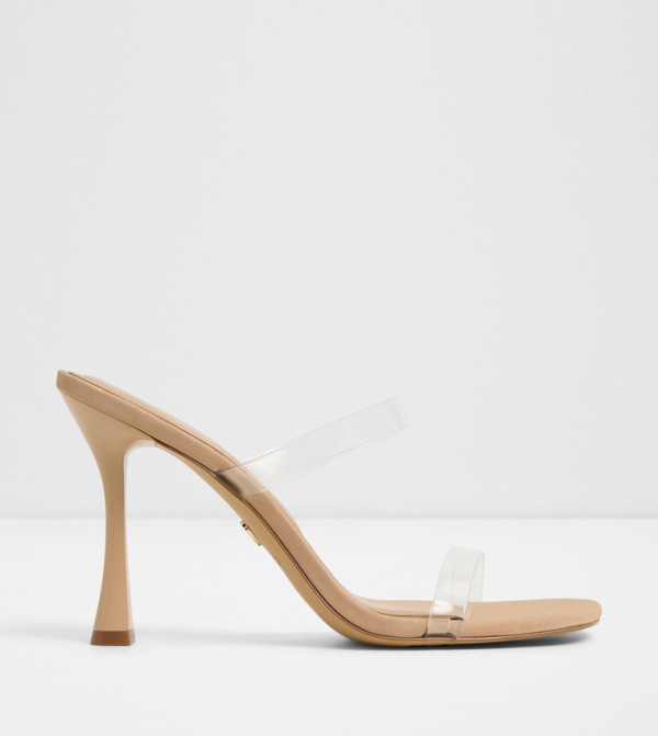 EVALINA Clear Double Strap Heeled Sandals