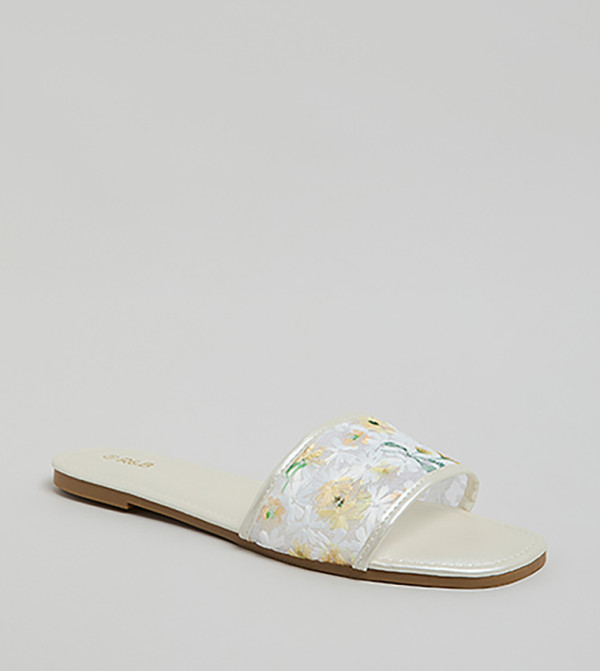 Embroidered Flat Sandals