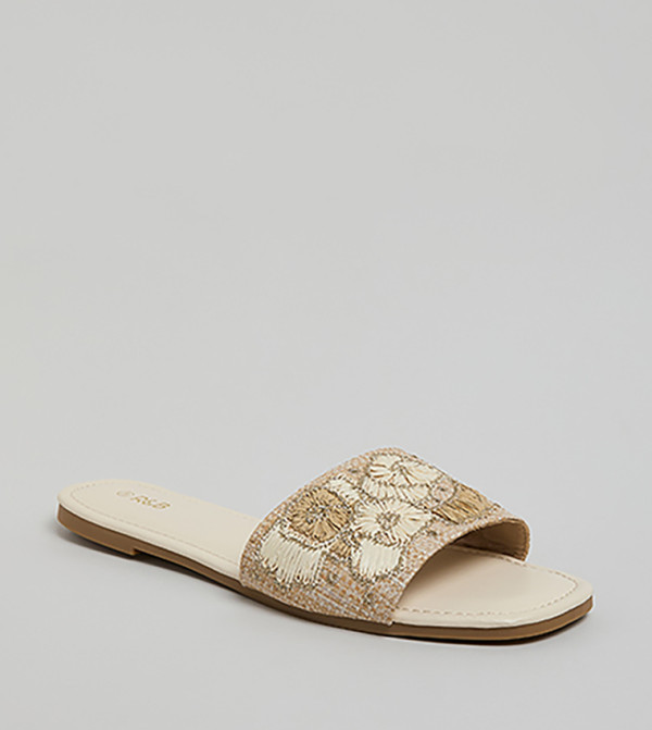 Embroidered Flat Sandals