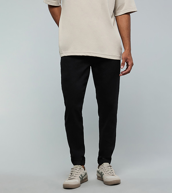 Solid Jogger Jeans with Drawstring Waist