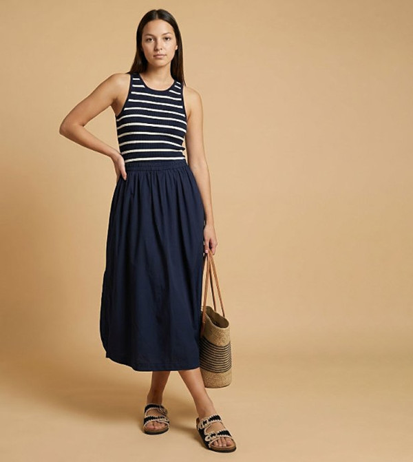 Striped Ribbed Sleeveless Maxi Dress