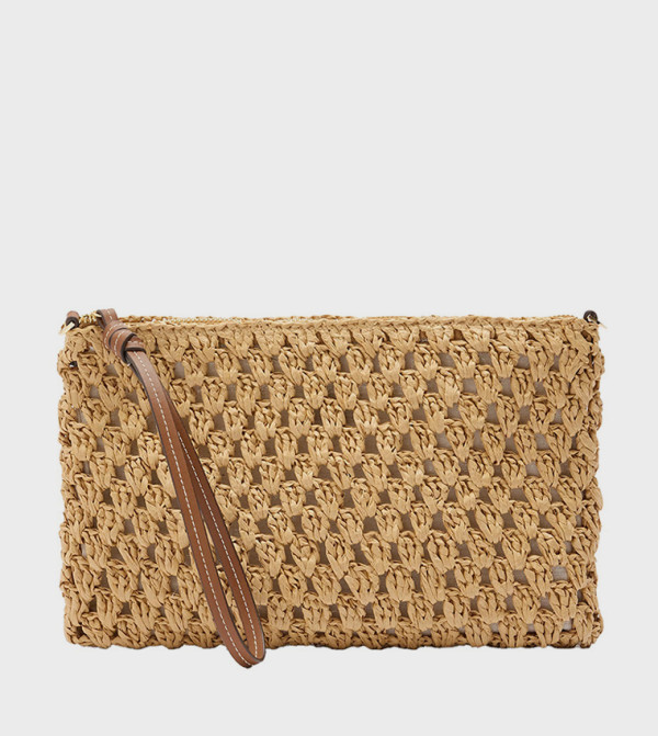Straw Zippered Clutch