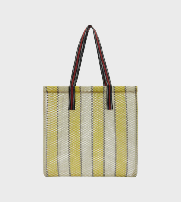 Striped Zippered Shopper Bag
