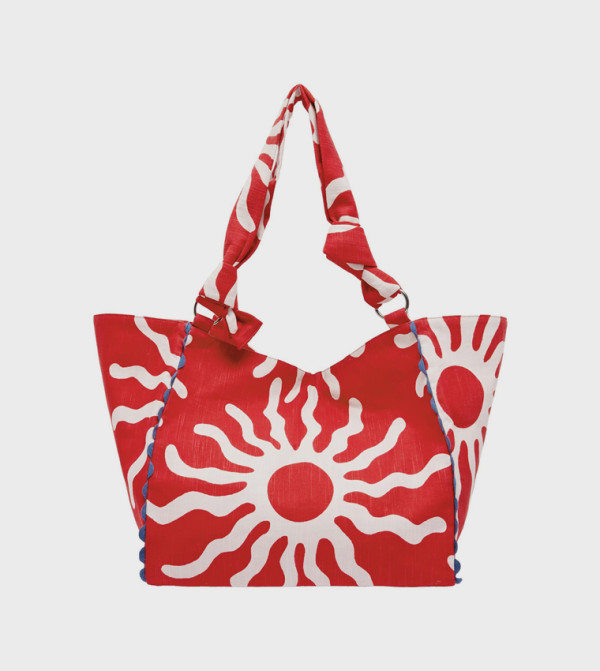 Printed Zippered Cotton Shopper Bag