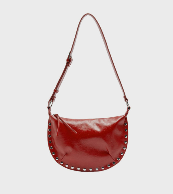 Studded Zippered Shoulder Bag