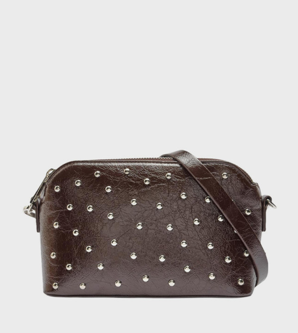 Studded Zippered Crossbody Bag