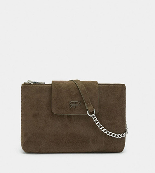 Solid Leather-Effect Crossbody Bag