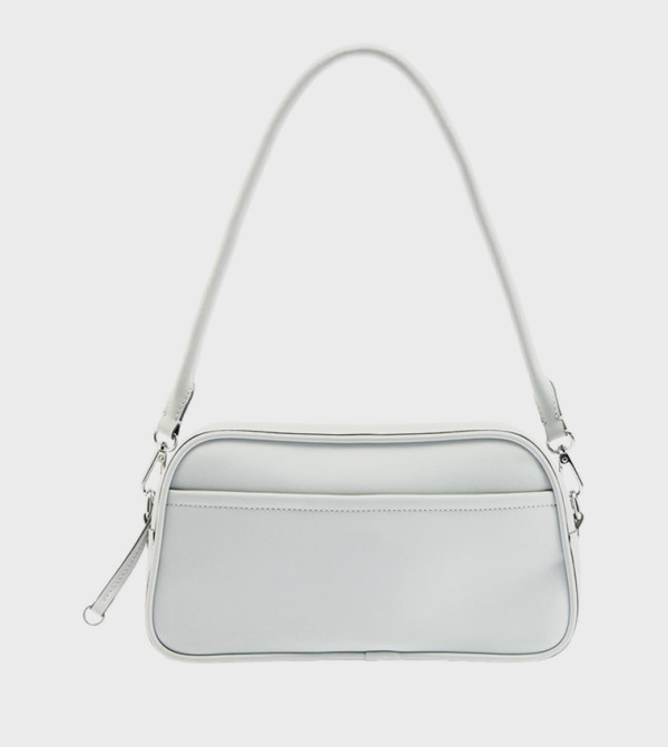 Solid Zippered Shoulder Bag, M