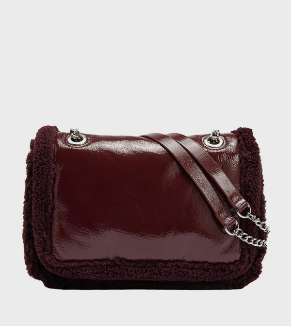 Faux Fur Trim Convertible Shoulder Bag