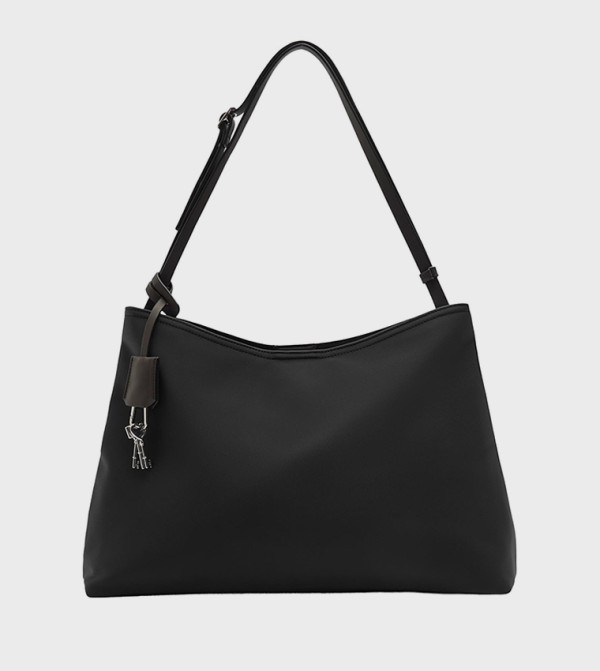 Solid Zippered Shoulder Bag