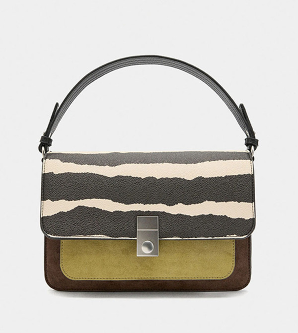 Animal Printed Flap Top Handle Bag