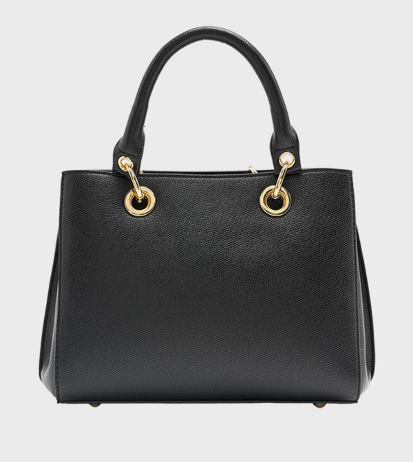 Textured Ring Detail Zippered Tote Bag