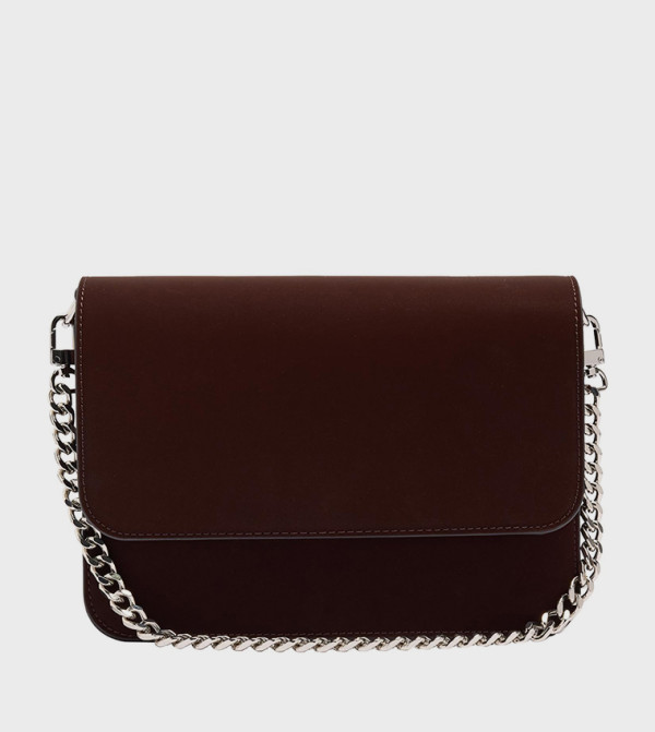 Solid Chain Strap Flap Crossbody Bag