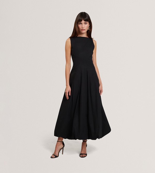 HAZZIA Sleeveless Bubble Hem Midi Dress