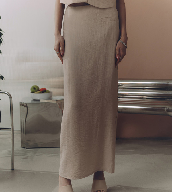 Solid Straight Maxi Skirt