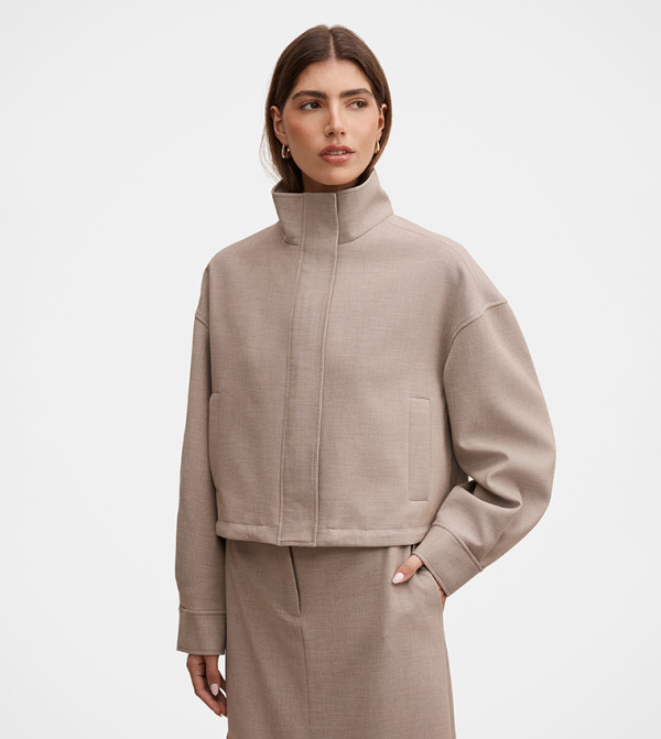 MAYA Solid High Neck Jacket