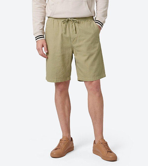 Solid Drawstring Waist Linen Shorts