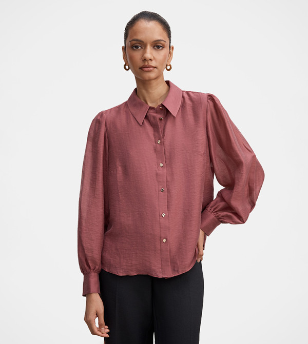 AVERY Petite Textured Long Sleeves Shirt