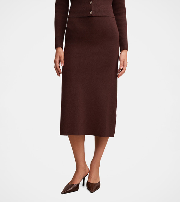 KAIA Knitted A-Line Midi Skirt