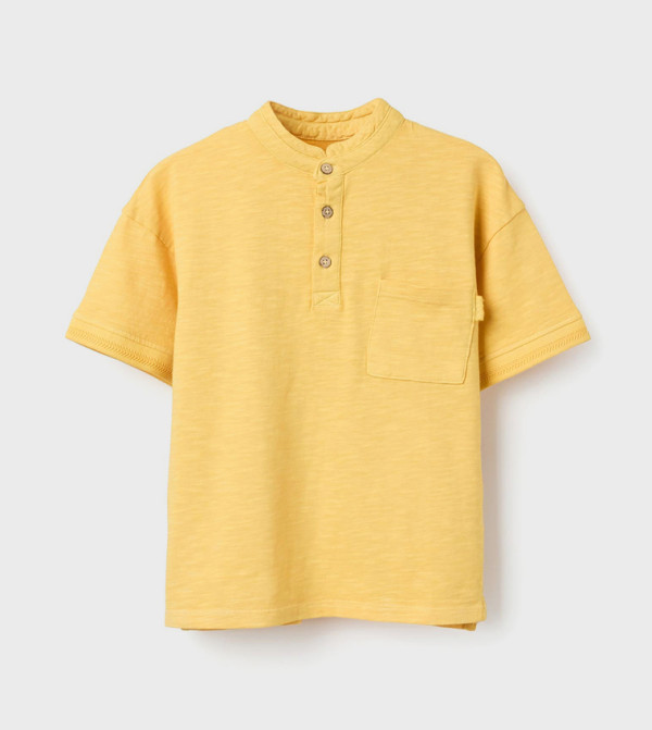Solid Mandarin Collar T-Shirt