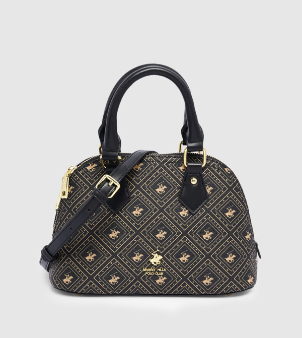 Logo Patterned Satchel Bag