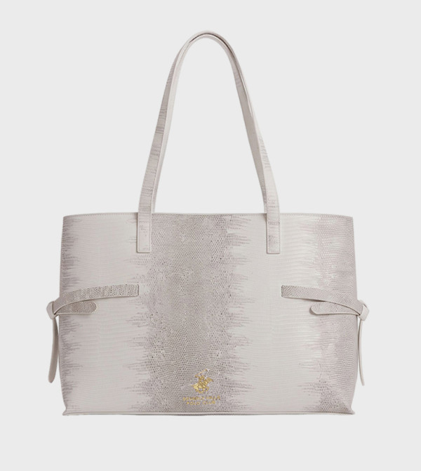 Snakeskin Knot Detail Tote Bag