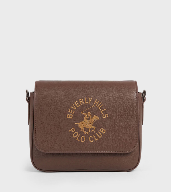 Embroidered Flap Crossbody Bag