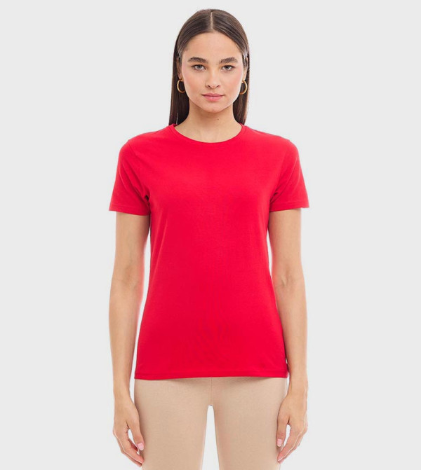 Solid T-Shirt with Crew Neck and Short Sleeves