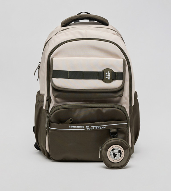 Color Block Backpack with Coin Pouch