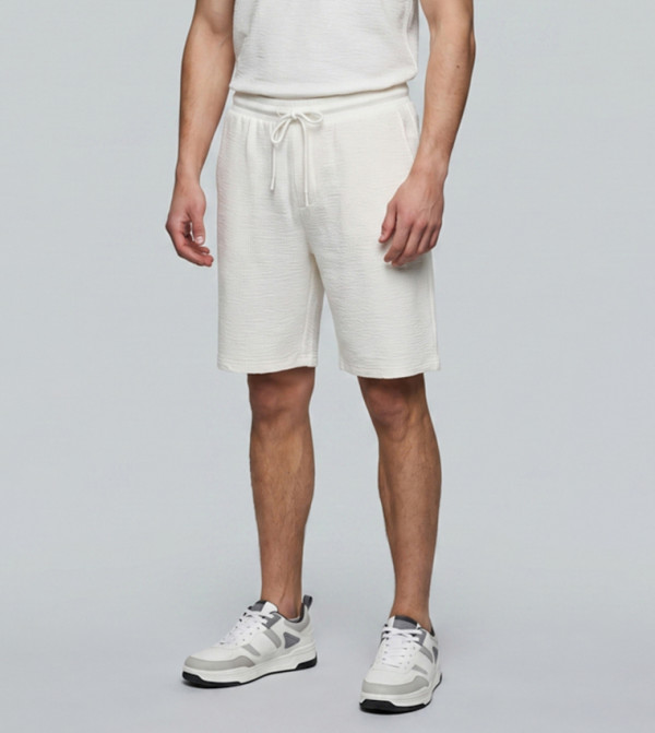 Textured Shorts with Drawstring Waist