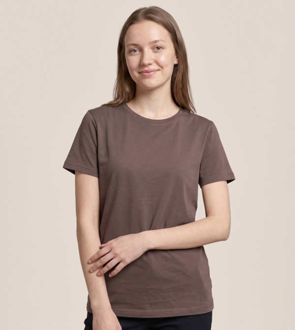 Solid T-Shirt with Crew Neck and Short Sleeves