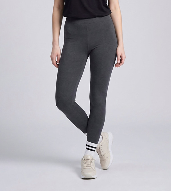 Solid Leggings with Elastic Waist
