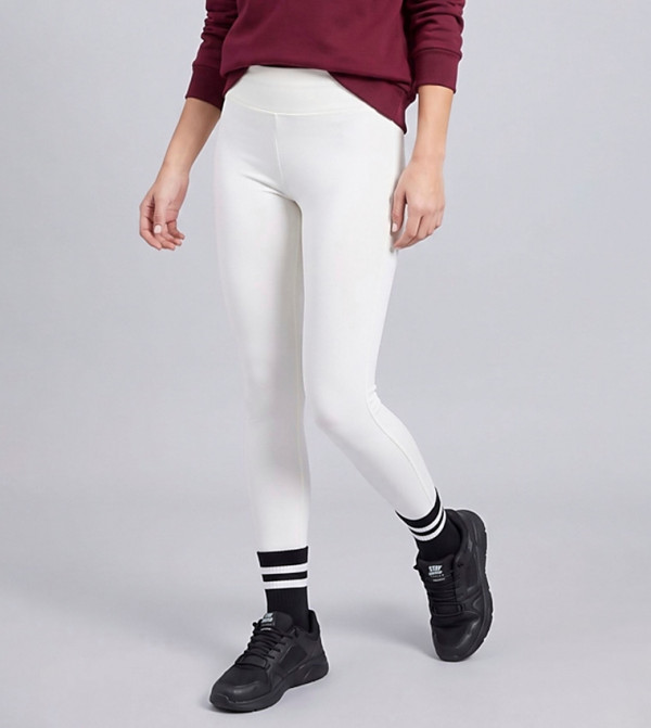 Solid Leggings with Elastic Waist