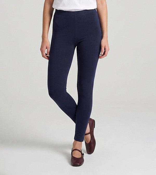 Solid Leggings with Elastic Waist