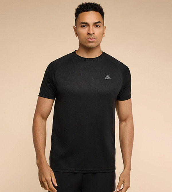 Logo Detail Active T-Shirt with Crew Neck and Raglan Sleeves